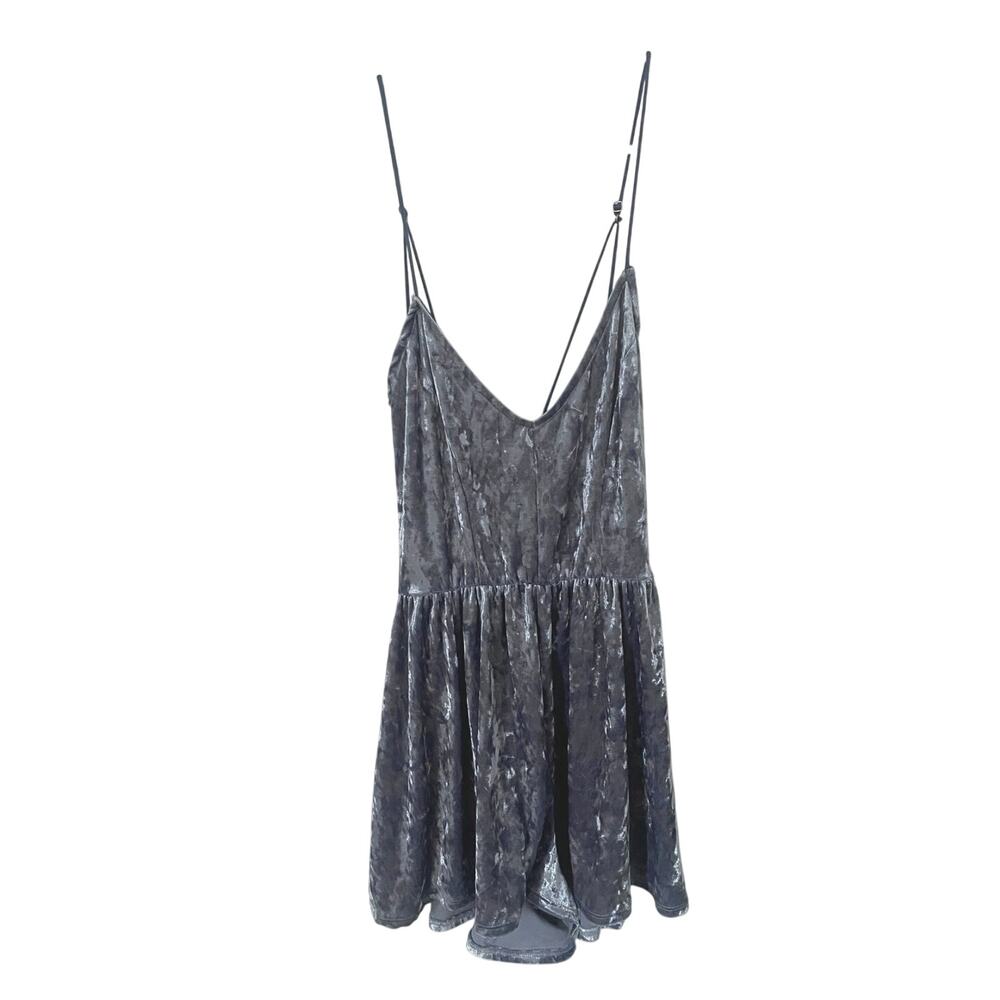 Crushed Blue Velvet Pacsun Romper
